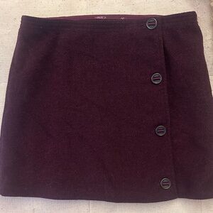 🍷 PrAna wool mini Skirt Womens 4 Nicky Snap A Line Burgundy wine